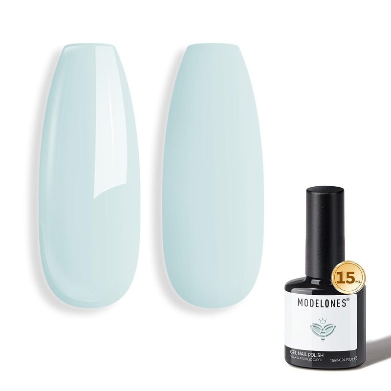 modelones Blue Gel Nail Polish Baby Blue Polish Soak Off Pastel Soft Light Nail Polish Gel Nail Art Salon Manicure 15 ML