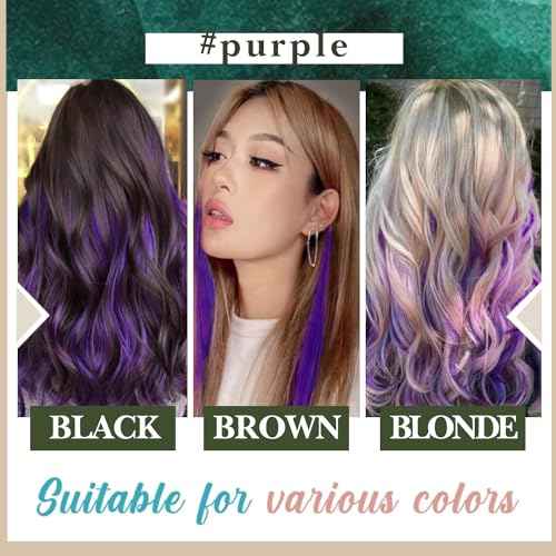 RUNATURE Purple Hair Extensions Human Hair Tape in Extensions 18 Inch 50g 20pcs Tape in Hair Extensions Colored Highlight Party Thick Tape in Human Hair Extensions #Purple