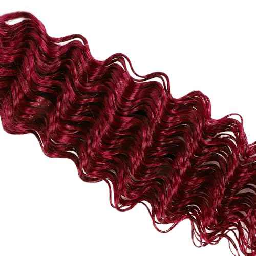 26 28 30 inch CnumGunm Burgundy Bundles #99j Human Hair Bundles Red Deep Wave Bundles Mixed Length 3 Bundles Burgundy Human Hair Bundles #99j Deep Wave Bundles