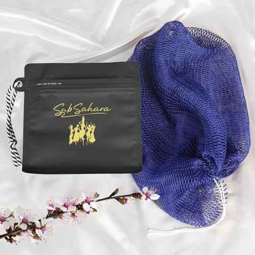 SubSahara African Net Sponge Authentic - 2 Pieces Exfoliating Scrubber for All Skin Types, Ideal for Face & Body Daily Use, Durable, Gentle Exfoliation (Blue & Purple)