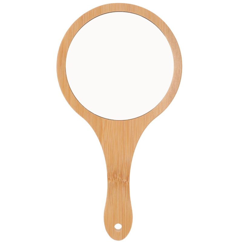 NOLITOY Small Bamboo Hand Mirror, 5.3in* 10in Portable Single Side Handheld Vanity Mirror with Wooden Frame Travel Makeup for Women and Girls
