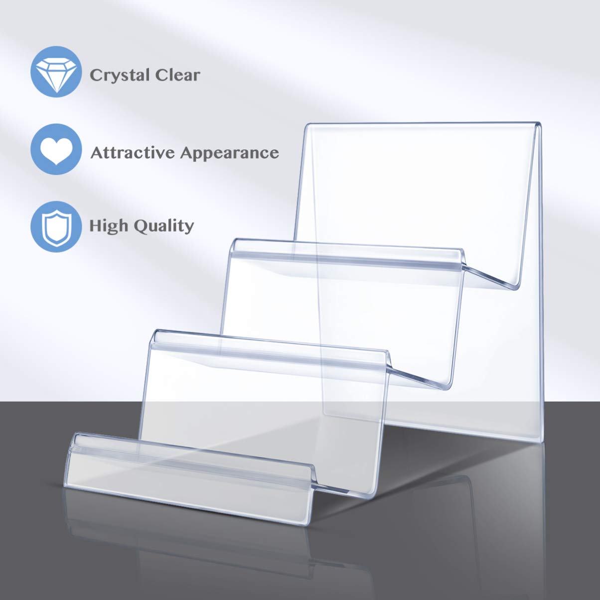 TOPBATHY 3-Tier Wallet Display Stand, Clear Acrylic Purse Stands for Display, Tiered Organizer Holder for Perfume Jewelry Figure Vendor Counter