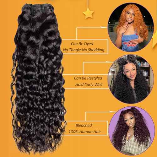 12A Water Wave Human Hair Bundles 16 18 20 Inch Wet And Wavy Bundles Human Hair 100% Unprocessed Brazilian Virgin Water Curly Bundle Natural Black Color