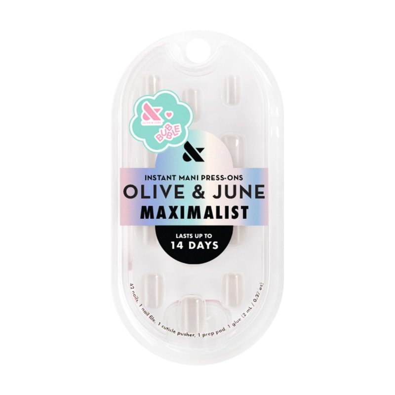 Olive & June Maximalist Press-On Nails - 42 Non-Toxic, Long-Lasting Fake Nails | Extra Short Squoval | Marshmallow Velvet