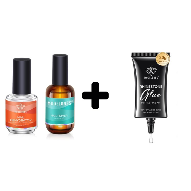 Modelones Nail Dehydrator & Primer - 4 in 1 Rhinestones Glue, 15 ml