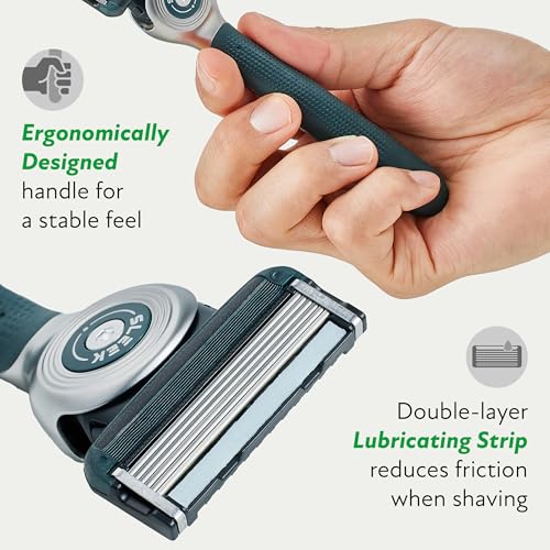 DORCO SLEEK 6 Blade Razor for Men with 7 Cartridges | Men's Cartridge Razors with Razor Handle and Smooth Shaving Blades | Men¡¯s Razors with Multi-Flex Technology