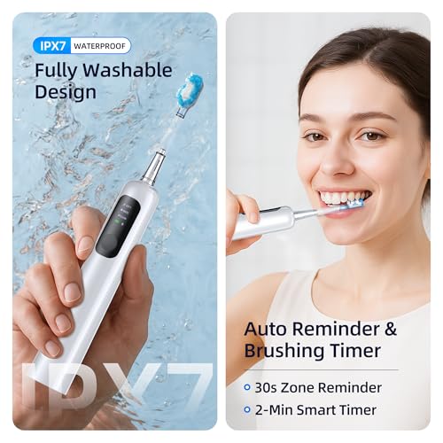 SYNHOPE Oscillating Sonic Electric Toothbrush for Adults, Rechargeable Battery & Fast Charge [Unique 60¡Æ Swing Amplitude] 3 Brush Heads with Pounch, IPX7 Waterproof & Teeth Whitening Cleaning