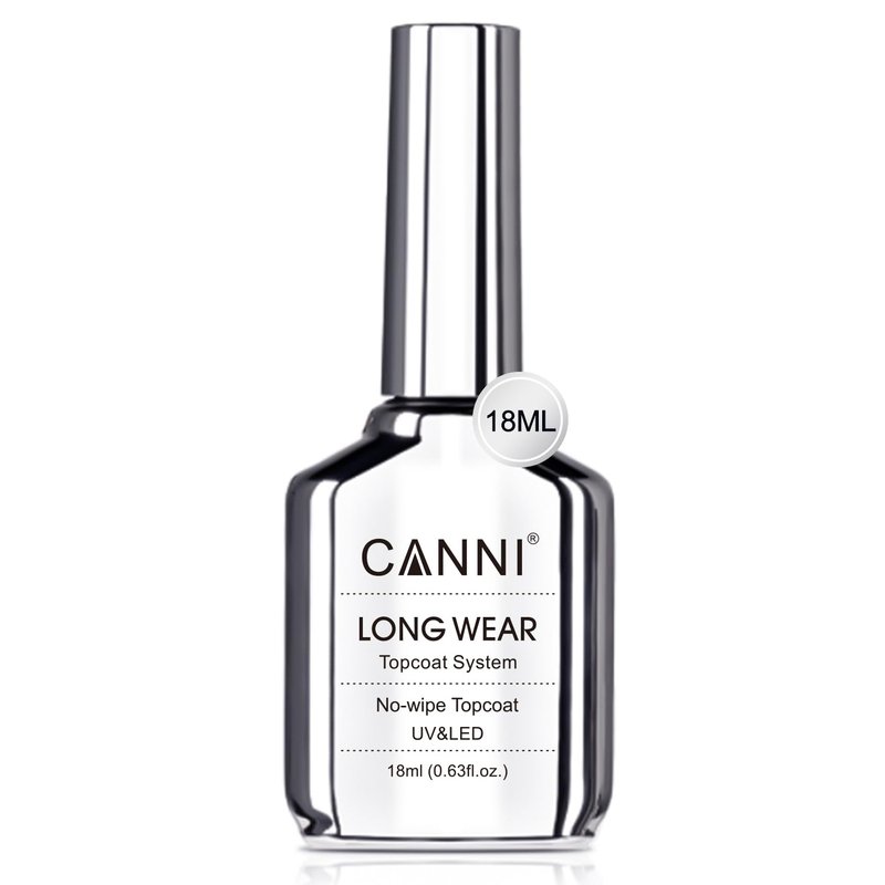CANNI No Wipe Gel Top Coat - High Gloss, Scratch Resistant, Long Lasting Clear Nail Polish | 18ml