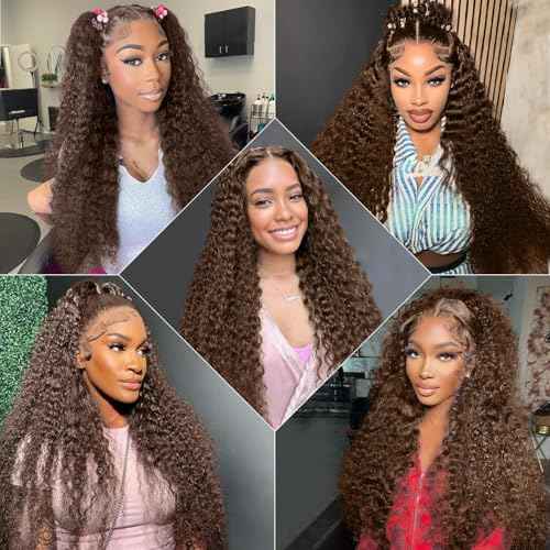 200 Density Chocolate Brown Lace Front Wig Human Hair 20 Inch 13x6 HD Deep Wave Lace Front Wigs Human Hair Colored Deep Curly Lace Frontal Wigs Glueless Wig for Woman Pre Plucked with Natural Hairline