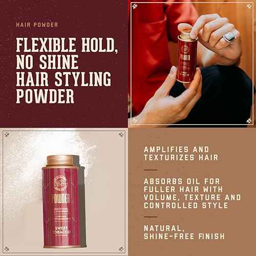 18.21 Man Made Hair Styling Grooming Cream, Hair Gel & Powder for Men, Adds Volume, Texture, and Absorbs Oil with a Matte Finish, Flexible Hold, and Bold Sweet Tobacco Scent