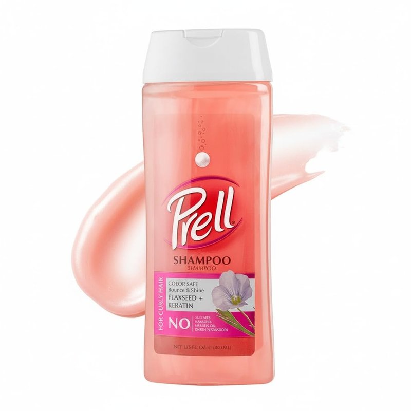 Prell Flaxseed & Keratin Shampoo – Color-Safe Strengthening Formula for Curly Hair Bounce, Shine & Frizz Control | 13.5 oz