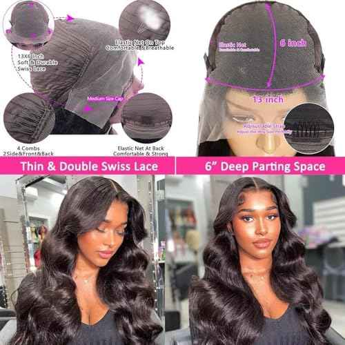 13x6 Body Wave Lace Front Wigs Human Hair Pre Plucked 180% Density HD Lace Frontal Wig Human Hair For Women Body Wave Wigs With Baby Hair 26inch