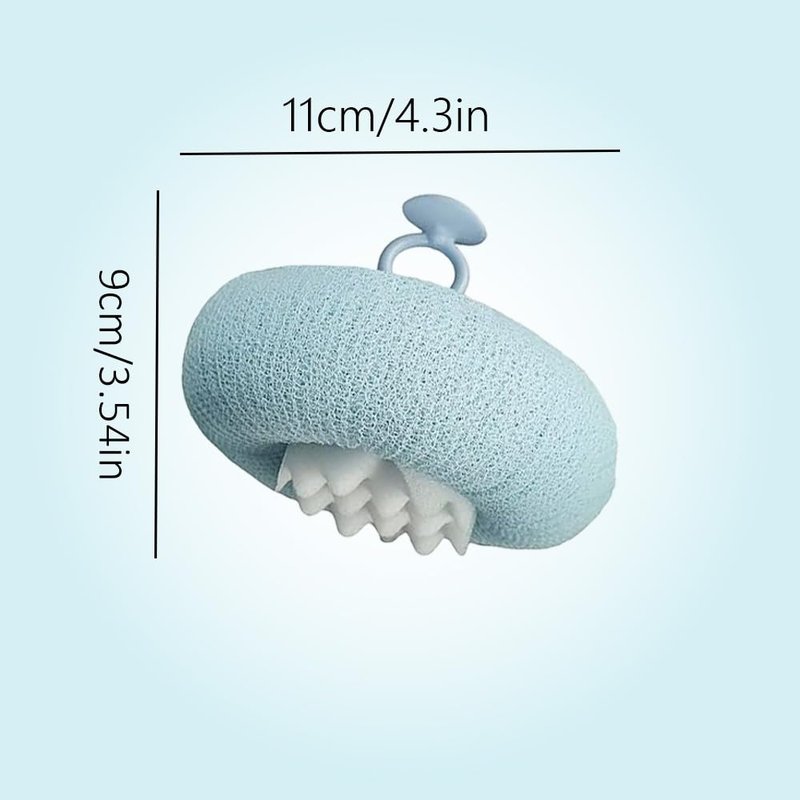 4Pcs Body Scrubber Exfoliator Sunflower Bath Ball, Ultra Soft Sponge Cleaning Brush for Men and Women, Bath Sponge with Handheld Ring (Purple+Green+Pink+Apricot)