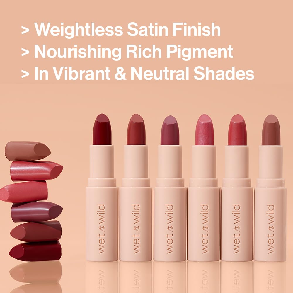 wet n wild Mega Last Rich Satin Lip Color, Rich Creamy Color with Satin Finish, Infused with Vitamin E & Moisturizing Argan Oil, Lightweight, Silky-Smooth, Vegan & Cruelty-Free - Berried Life