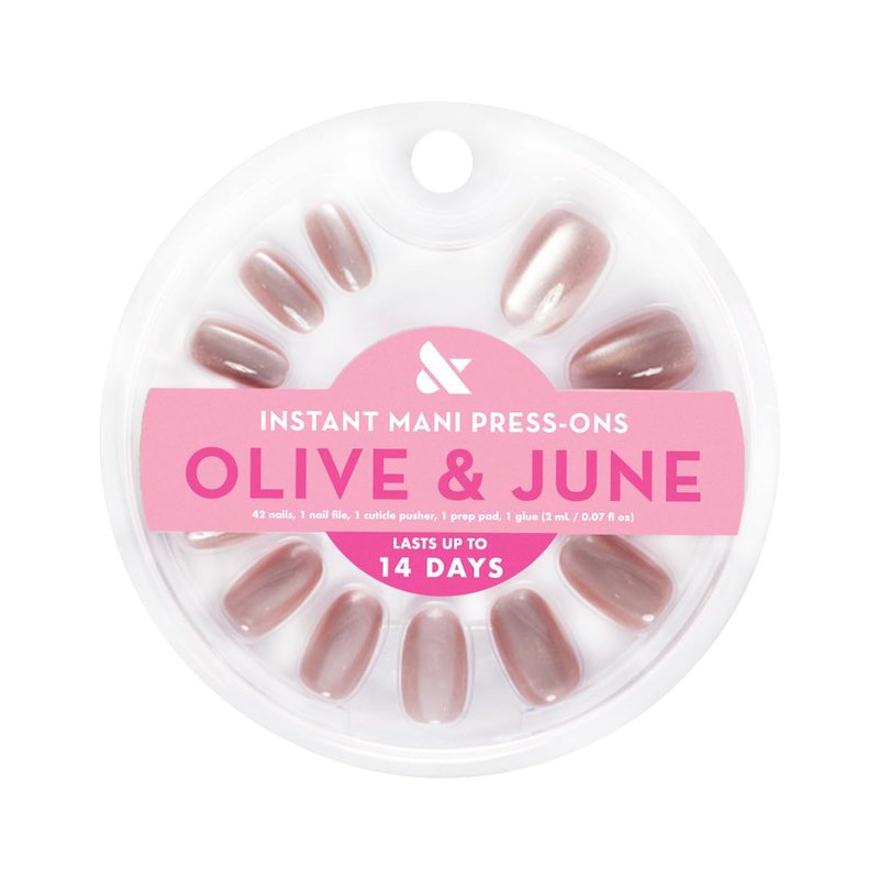 Instant Mani Press-On Nails - Non-Toxic, Long-Lasting Floral Designs | 42 Fake Nails in 21 Sizes | Short Round Style