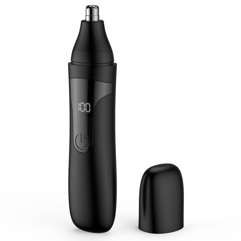SESATOOK Nose Hair Trimmer, Rechargeable Professional Painless Nose Trimmer for Ear and Eyebrow, with Dual Edge Blades Easy Cleaning and Washing (Black)