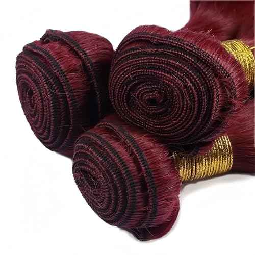 99J Burgundy Body Wave Human Hair Bundles 20 22 24 Inch 3 Bundles Brazilian Virgin Remy Hair Extensions Weave Soft Bouncy Curly Sew In for Black Women