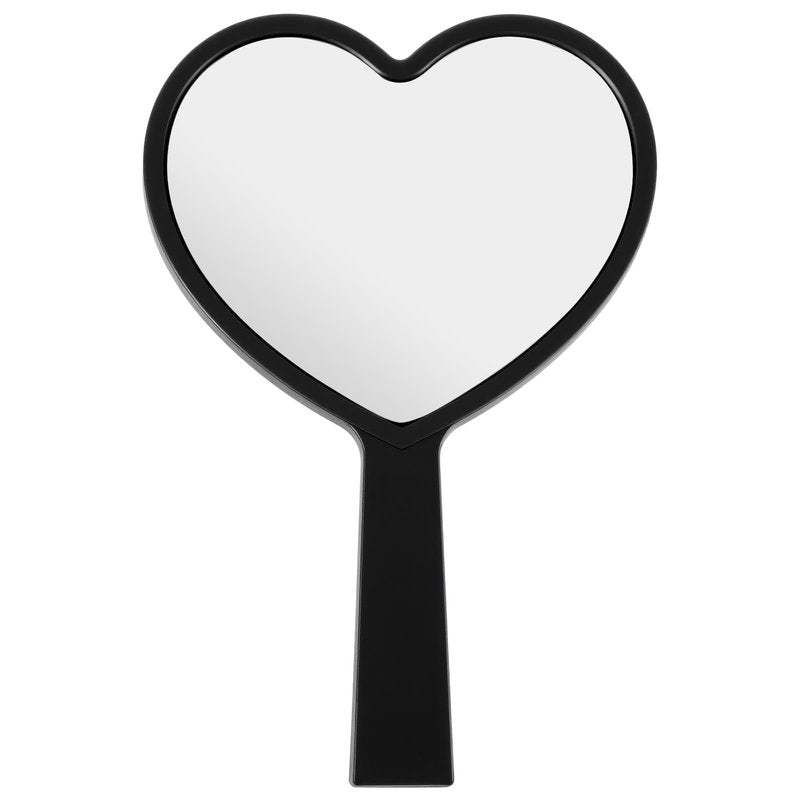 Bremorou Heart Shaped Handheld Mirror with Handle Black Drop-Resistant Small Heart Mirrors Cute Portable Travel Makeup Hand Mirrors Mini Hearts Cosmetic Lash Mirror for Women Girls (Black)