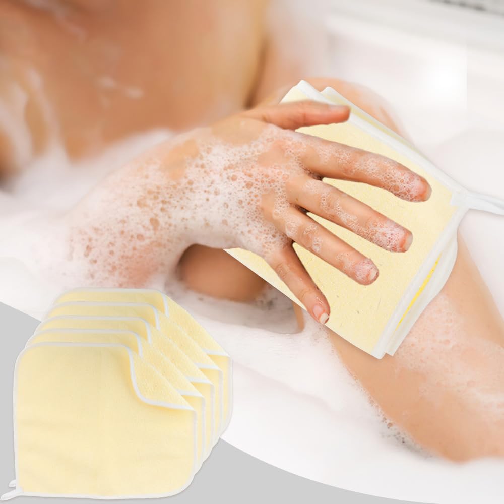 Exfoliating Washcloth,5 Pack Wash Cloths for Showering,Loofah Exfoliating Body Scrubber Exfoliator,Face Wash Scrubber,Body Scrubbers for Use in Shower,Wash Rags for Body,White Frame Exfoliating Towel
