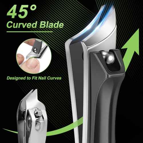 Ingrown Toenail Clippers, Stocking Stuffers for Men Slanted Nail Clippers for Thick Nails for Seniors, Edgy Angled Finger Nail Cutters for Adult, Men, Women with Curved Blade, Nail File