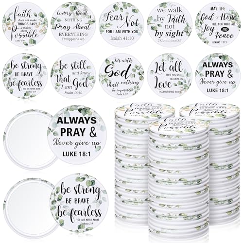 Yaomiao 160 Pcs Mini Christian Compact Mirror Bulk Inspirational Bible Verse Pocket Mirrors Small Portable Religious Gifts for Women Volunteer Employee Coworkers Sunday Church Party Favors