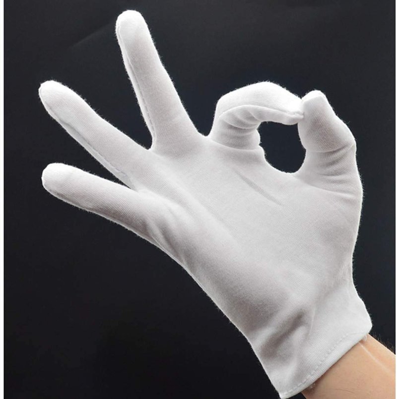 12Pairs White Cotton Gloves for Eczema and Dry Hands - Breathable Work Glove Liners - Moisturizing SPA Soft Jewelry Inspection Gloves - Stretchy Fit Cloth Gloves for Most Women