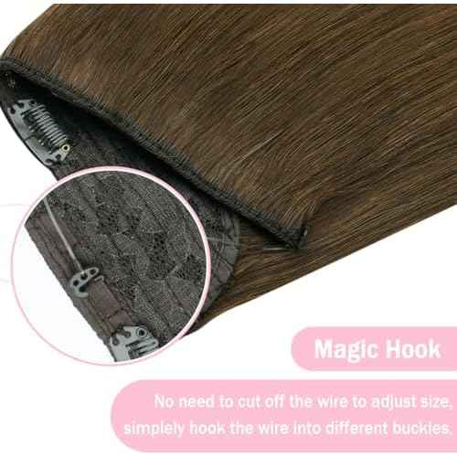 SURNEL Wire Hair Extension Invisible 18 inch Color 4 Medium Brown Secret Fish Line Hair Extensions 80g (#4,18inch)