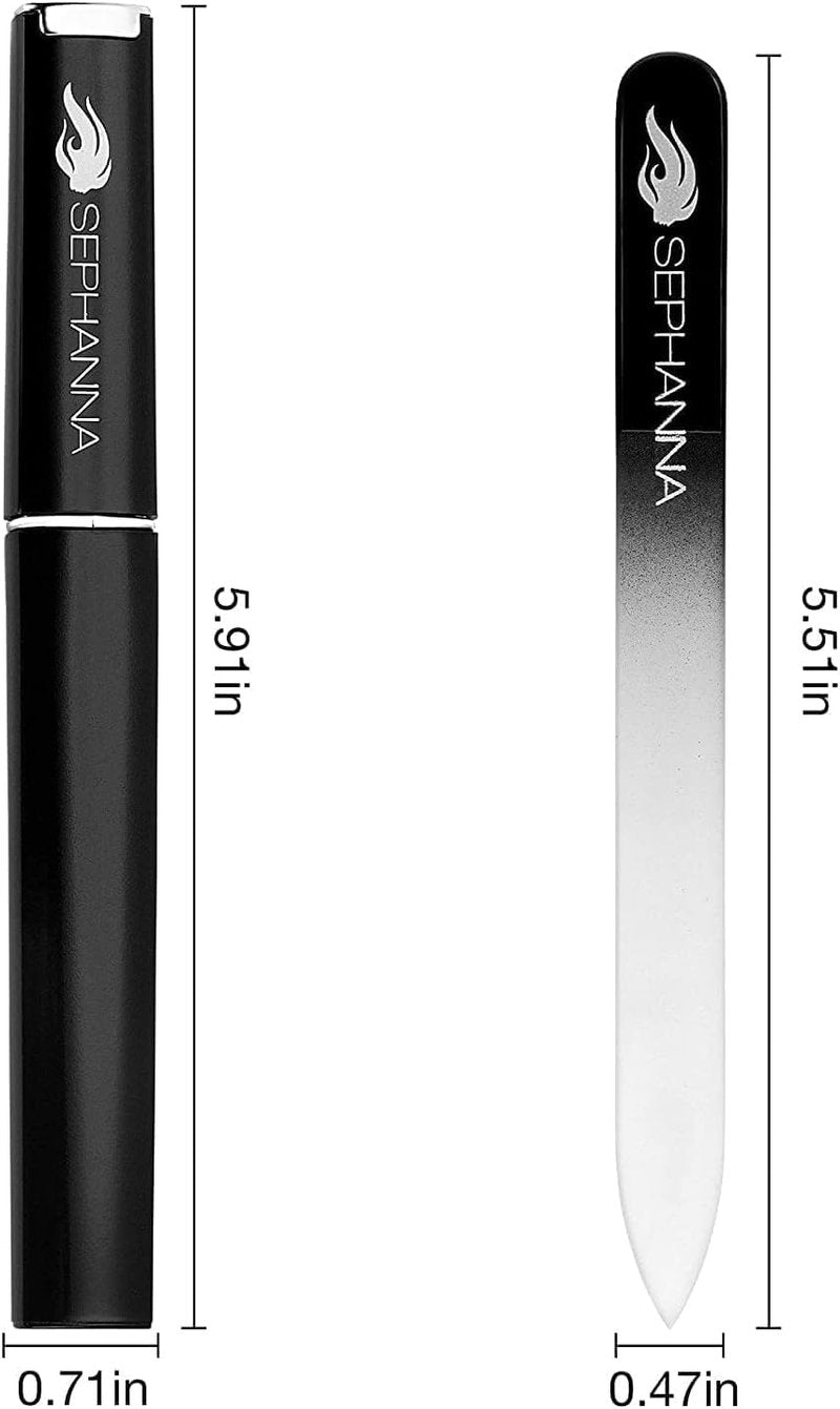 Sephanna Glass Nail File - Ultra Quality Portable Crystal File with Case for Smooth Mani & Pedicure