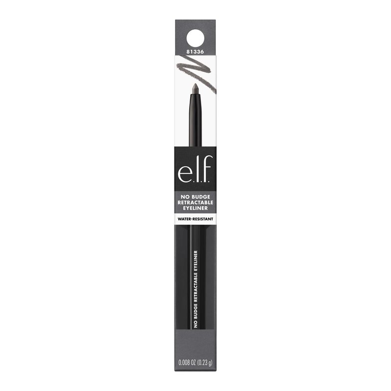 e.l.f. No Budge Retractable Eyeliner, Creamy, Ultra-Pigmented & Waterproof, Creates Bold & Defined Lines, Vegan & Cruelty-Free, Grey