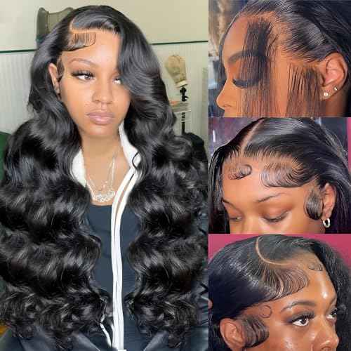 26 Inch Body Wave Lace Front Wigs Human Hair 13x6 Lace Frontal Wigs for Black Women 180% Density HD Transparent Lace Wigs for Women Pre Plucked Gluless Wigs Human Hair HD Lace Front Wigs Human Hair