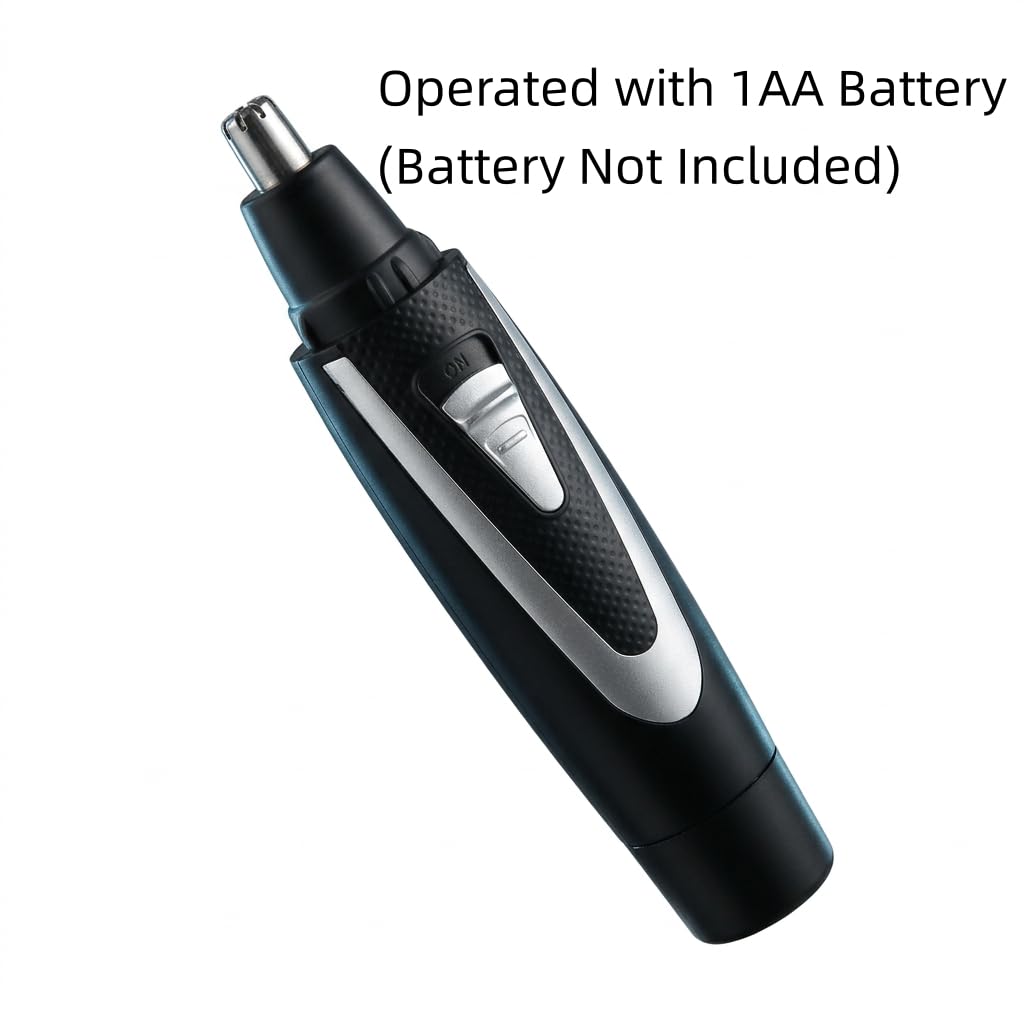 Ear and Nose Hair Trimmer Clippers: 2026 Professional Painless Eyebrow & Facial Hair Trimmers Remover for Men Women, Battery Operated Nasal Clipper, Dual Edge Waterproof Blades for Easy Clean, Black