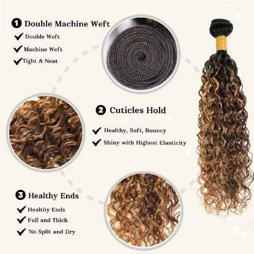 28 30 32 inch P4/27 Human Hair Bundles Ombre Highlight Water Wave Bundles Honey Brown Human Hair Bundle Blonde and Brown Color
