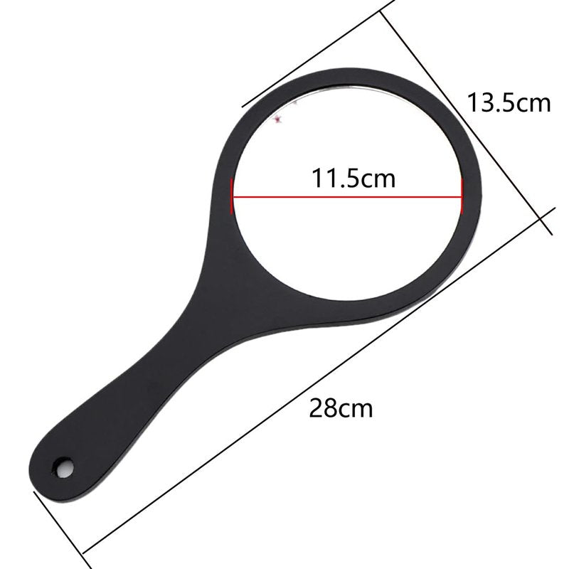 lasenersm 1 Piece Wooden Makeup Mirror Round Handheld Mirror with Handle Single Side Cosmetic Mirror Vanity Handheld Mirror Handheld Vanity Mirror, 5.3 x 11 Inches, Black