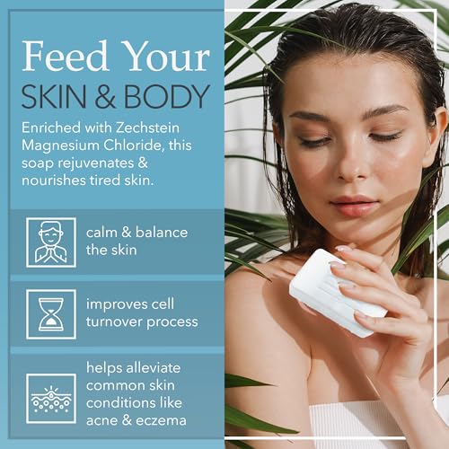 Reveka Skincare Magnesium Soap ? 4-in-1 Natural Bar for Face, Body, Hair & Shaving | Triple-Milled with Shea Butter | USA-Made Peppermint Soap | 4 Pack (7 oz Each)