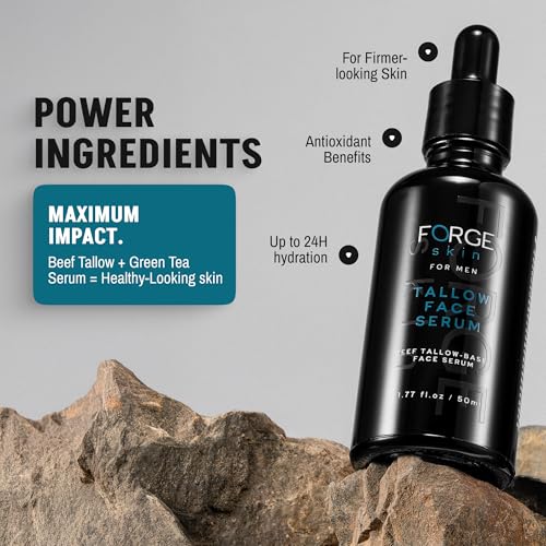 FORGE SKIN¢ç Night Beef Tallow Serum for Men [TALLOW-BASED] - Facial Essence for Face Wrinkles with Essential Oils - Natural Green Tea Skincare for Radiance and Skin Hydration (1.77 OZ)
