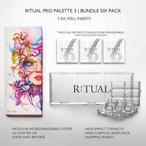 Empty Makeup Palette | 18 Wells | Modular Interchangeable Depotting System | Ritual Pro Palette 3 | 6 Well Bundle, Lipstick, Creams, Alcohol based makeup and paint, watercolor, Gouache, Acrylic paint