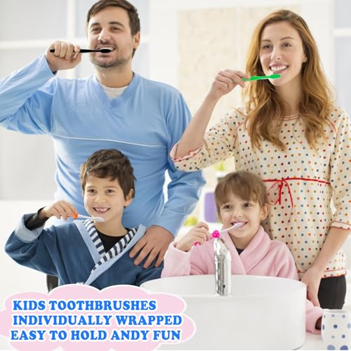 Disposable Toddler Toothbrushes - Pack of 120, Manual Suction Cup Bulk Kids Toothbrushes Individually Wrapped Animal Toothbrush for Home, School, Camp, Daycare, Travel