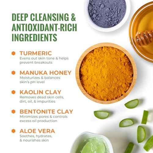 Wild Naturals Turmeric Clay Face Mask for Acne & Dark Spots ? Gentle, Soothing Mask with Vitamin E for Men & Women ? Natural Clay Mask for Clear Skin