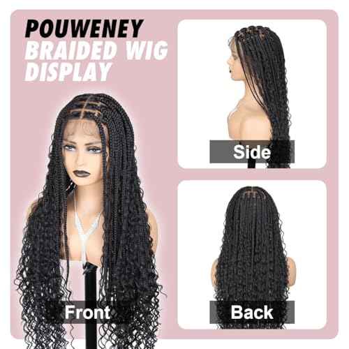 36 inch Knotless Boho Braided Wigs for Women 360 Single lace Bohemian Box Braid Wig With Baby Hair