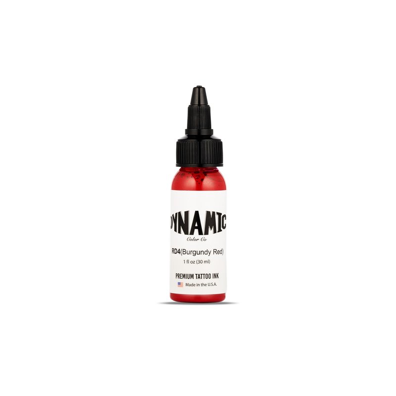 Dynamic Color Co- Burgundy Red Tattoo Ink, Made in USA, Sterilized, Vibrant, Since 1990, Not Tested on Animals, (1oz Bottle)