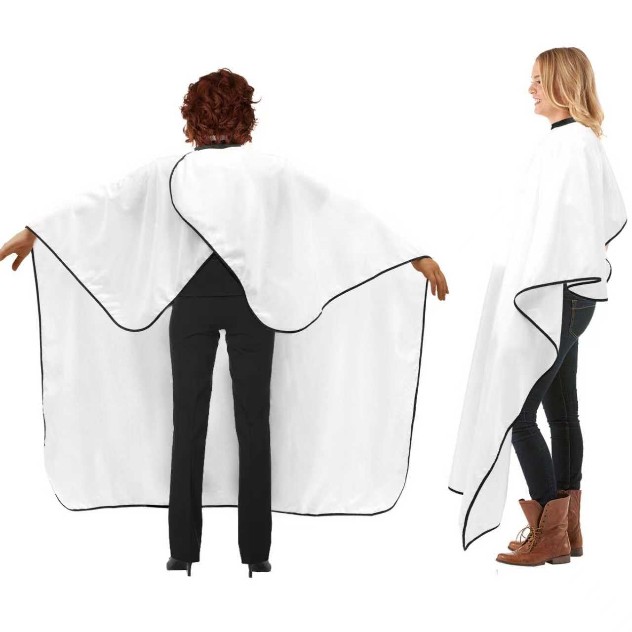 YELEGI Professional Hair Cutting Cape(2Pcs), Salon Barber Cape with Adjustable Snap Closure, Waterproof Hair Dye Color Cape Hair dressing stylist apron (White)