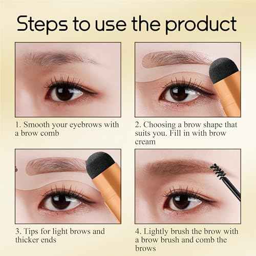Eyebrow Stamp and Eyebrow Stencils Kit Eyebrow Shaping Kit for Perfect with 10 Reusable Eye Brow Shaping Kits Brow Stencil and Stamp Kit Smudge-Proof & Long-Lasting (Soft Brown)