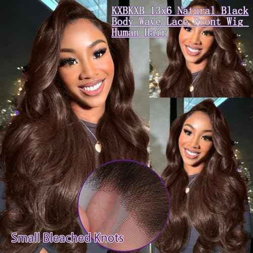 Chocolate Brown Lace Front Wig Human Hair 13x6 Transparent Brown Body Wave Lace Front Wigs Pre Plucked with Baby Hd Lace Wig Colored Frontal Wigs Human Hair for Women 20Inch