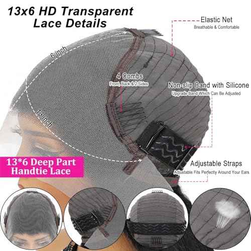 26 Inch Body Wave Lace Front Wigs Human Hair 13x6 Lace Frontal Wigs for Black Women 180% Density HD Transparent Lace Wigs for Women Pre Plucked Gluless Wigs Human Hair HD Lace Front Wigs Human Hair
