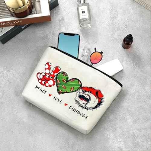 Bulldogs Lover Gift Makeup Bag Gift for Bulldogs Lover Football Basketball Sports Gift Merch Bulldog Spirit Peace Love Bulldogs