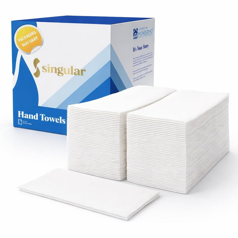 AH AMERICAN HOMESTEAD Disposable Napkins – Quilted Guest Towel Napkins, Soft Linen-Feel Guest Towels for Bathroom, Disposable Hand Towels for Kitchen & Entertaining, (White 15.5 x 8 in, 100 Count)