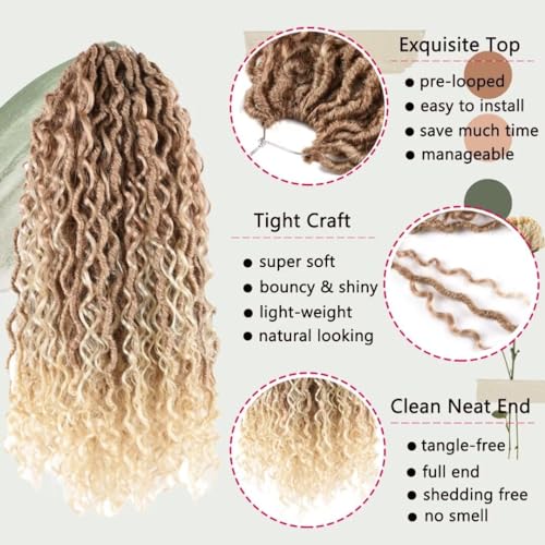Goddess River Locs Crochet Hair for Black Women - 8 Packs Boho River Locs Crochet Hair, Ombre Boho Soft Locs 30 inch, Long Crochet Goddess Faux with Curly Ends(30inch, 27/613#,8 Packs)