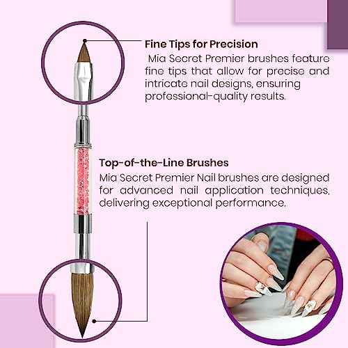 Mia Secret PREMIER NAIL BRUSHES 100% Kolinsky Hair MADE IN USA Prenium Nail Art Brushes (Pink, 10 OR/-2 OR)