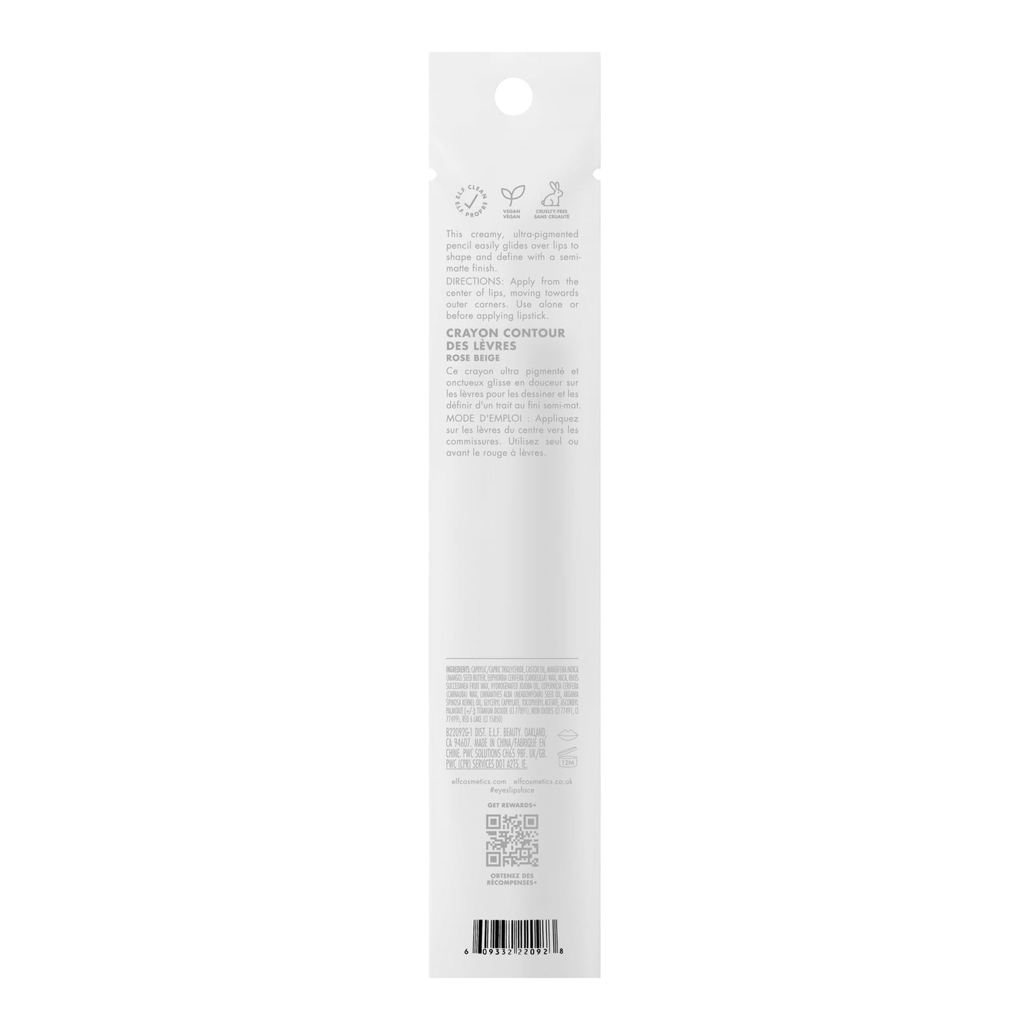 e.l.f. Cream Glide Lip Liner, Highly-Pigmented Pencil For Shaping & Sculpting Lips, Semi-Matte Finish, Vegan & Cruelty-Free, Pinky Swear