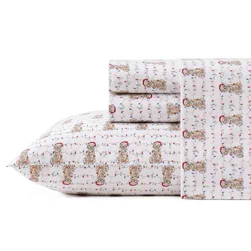 Tommy Bahama - Queen Size Sheet Set, Crisp & Cool Cotton Percale Bedding with a Smooth Lightweight Feel, 4 Piece Holiday Bed Sheets with Matching Pillowcases (Wrapped Up Red)